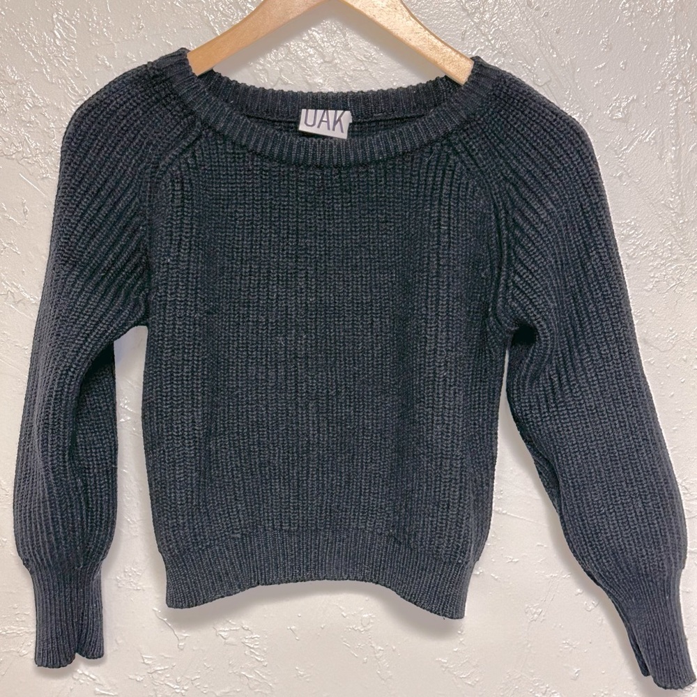 OAK merino wool cropped sweater black small